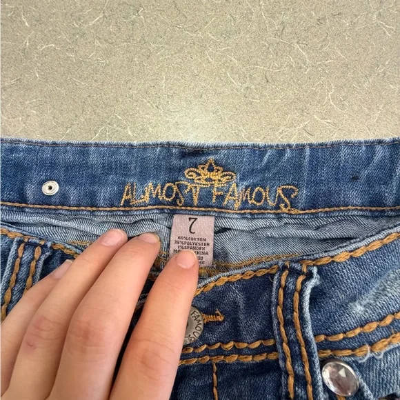 Almost Famous Distressed Blue Jean Shorts - Picture 2 of 4